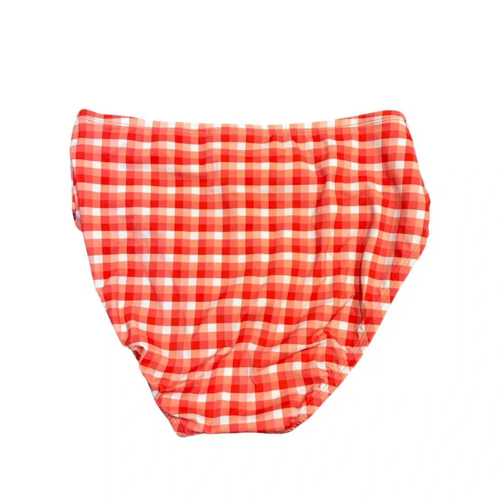 Miraclesuit x Talbots Red Gingham High Waist Bikini Bottoms Light Control 10 NEW